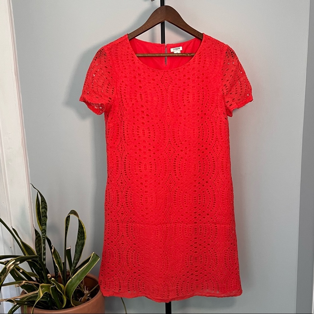 JCrew Eyelet Dress in Coral